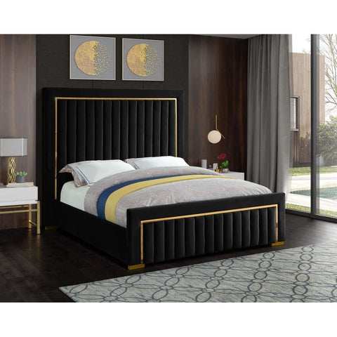 Meridian Furniture Dolce Velvet Queen Bed - Black - Bedroom Beds