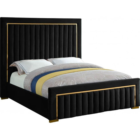 Meridian Furniture Dolce Velvet Queen Bed - Black - Bedroom Beds