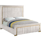 Meridian Furniture Dolce Velvet Queen Bed - Cream - Bedroom Beds