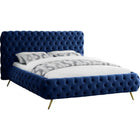 Meridian Furniture Delano Velvet King Bed - Navy - Bedroom Beds