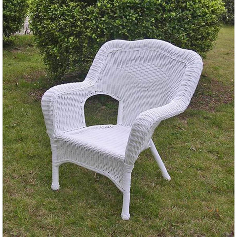 International Caravan Camelback Resin Wicker Patio Chairs (Set of 2) - White - Outdoor Furniture