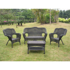 International Caravan Four Piece Maui Outdoor Seating Group - Antique Black - Outdoor Furniture