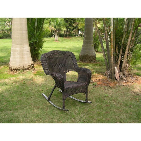 International Caravan Camelback Resin Wicker Rocker - White - Outdoor Furniture