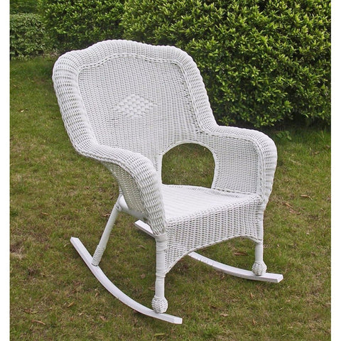 International Caravan Camelback Resin Wicker Rocker - White - Outdoor Furniture