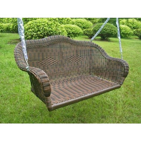 International Caravan Resin Wicker Hanging Loveseat Swing - White - Outdoor Furniture