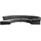 Meridian Furniture Anabella 4pc. Velvet Sectional - Grey - Sofas