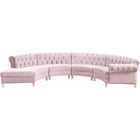 Meridian Furniture Anabella 4pc. Velvet Sectional - Pink - Sofas
