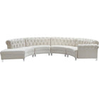 Meridian Furniture Anabella 4pc. Velvet Sectional - Cream - Sofas