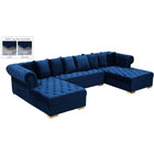 Meridian Furniture Presley 3pc. Velvet Sectional - Navy - Sofas