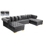 Meridian Furniture Presley 3pc. Velvet Sectional - Grey - Sofas