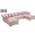 Meridian Furniture Presley 3pc. Velvet Sectional - Pink - Sofas