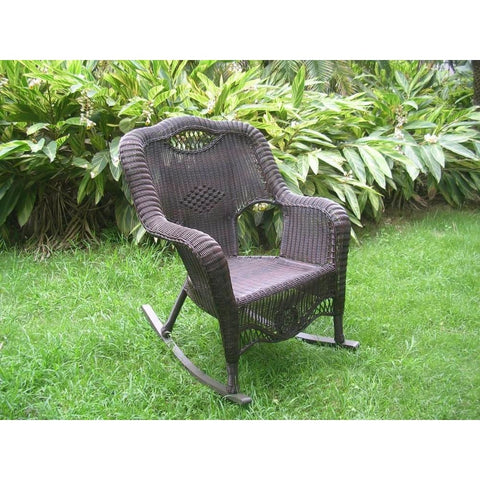 International Caravan Resin Wicker Indoor/Outdoor Rocker - White - Chairs