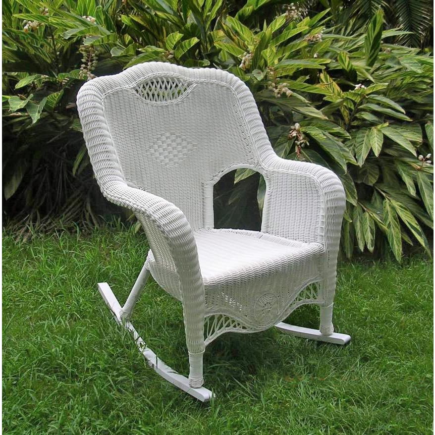 International Caravan Resin Wicker Indoor/Outdoor Rocker - White - Chairs