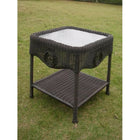International Caravan Wicker Glass Top Side Table - Antique Black - Outdoor Furniture