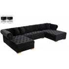 Meridian Furniture Presley 3pc. Velvet Sectional - Black - Sofas
