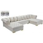 Meridian Furniture Presley 3pc. Velvet Sectional - Cream - Sofas