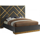 Meridian Furniture Vector Velvet Queen Bed - Grey - Bedroom Beds