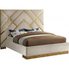 Meridian Furniture Vector Velvet Queen Bed - Cream - Bedroom Beds