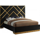 Meridian Furniture Vector Velvet Queen Bed - Black - Bedroom Beds