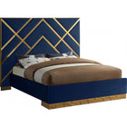 Meridian Furniture Vector Velvet Queen Bed - Navy - Bedroom Beds