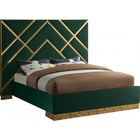 Meridian Furniture Vector Velvet Queen Bed - Green - Bedroom Beds