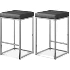 Meridian Furniture Nicola Faux Leather Counter Stool - Chrome - Grey - Stools