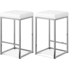 Meridian Furniture Nicola Faux Leather Counter Stool - Chrome - White - Stools