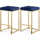 Meridian Furniture Meridian Furniture Becca Velvet Queen Bed - Gold - Navy - Stools