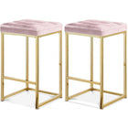 Meridian Furniture Meridian Furniture Becca Velvet Queen Bed - Gold - Pink - Stools