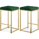 Meridian Furniture Meridian Furniture Becca Velvet Queen Bed - Gold - Green - Stools