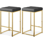 Meridian Furniture Nicola Faux Leather Counter Stool - Gold - Grey - Stools