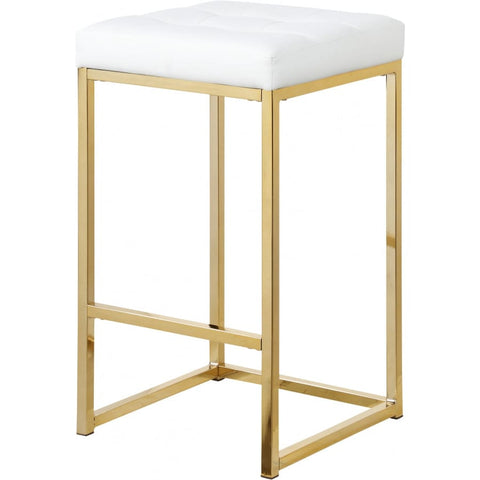 Meridian Furniture Nicola Faux Leather Counter Stool - Gold - White - Stools
