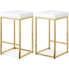 Meridian Furniture Nicola Faux Leather Counter Stool - Gold - White - Stools