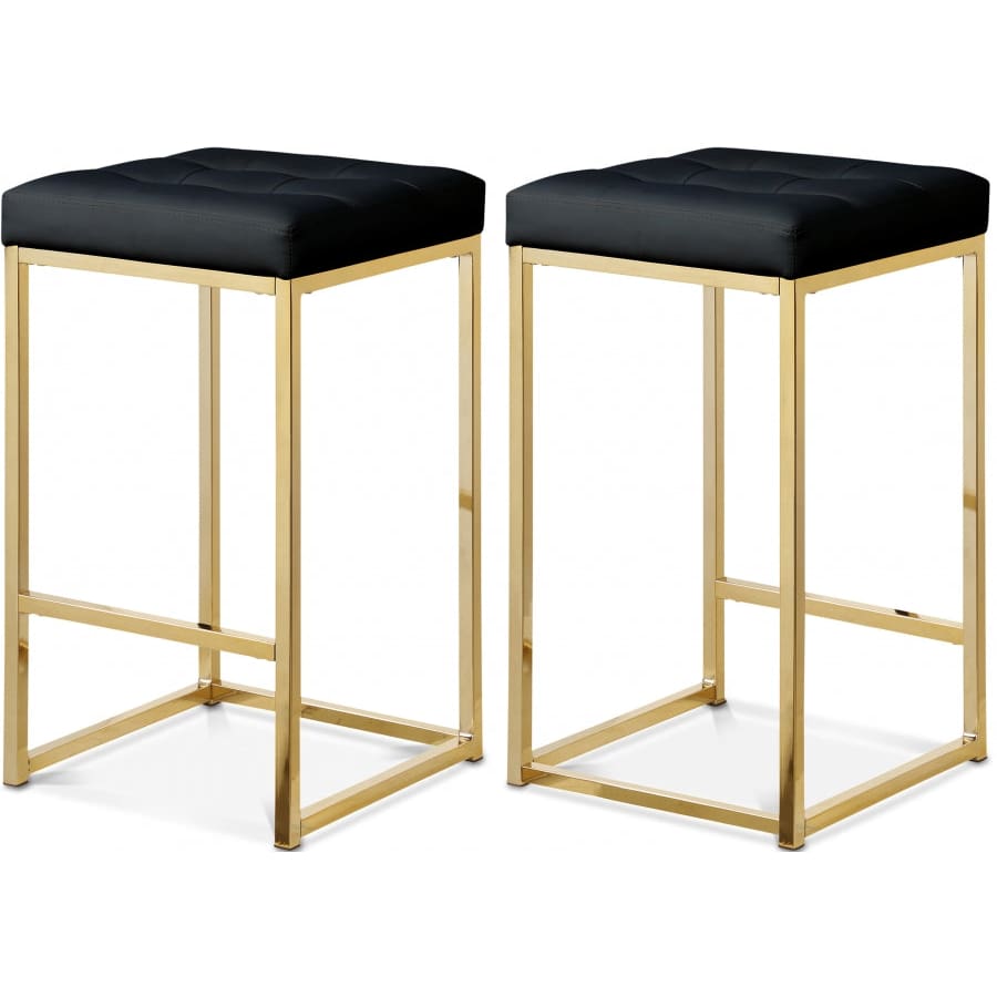 Meridian Furniture Nicola Faux Leather Counter Stool - Gold - Black - Stools