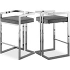 Meridian Furniture Ezra Velvet Counter Stool - Chrome - Grey - Stools