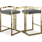 Meridian Furniture Ezra Velvet Counter Stool - Gold - Grey - Stools