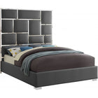 Meridian Furniture Milan Faux Leather King Bed - Grey - Bedroom Beds