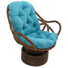 International Caravan Rattan Swivel Rocker with Micro Suede Cushion - Aqua Blue - Chairs