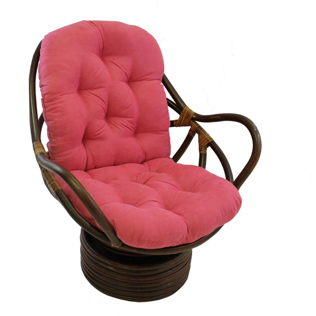 International Caravan Rattan Swivel Rocker with Micro Suede Cushion - Bery Berry - Chairs