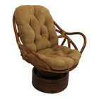 International Caravan Rattan Swivel Rocker with Micro Suede Cushion - Camel - Chairs