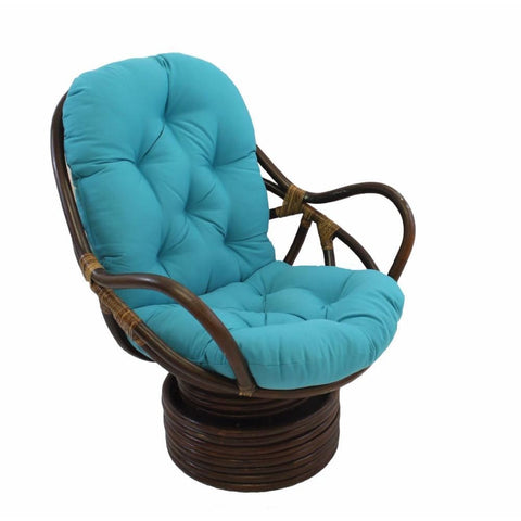 International Caravan Swivel Rocker with Twill Cushion - Aqua Blue - Chairs