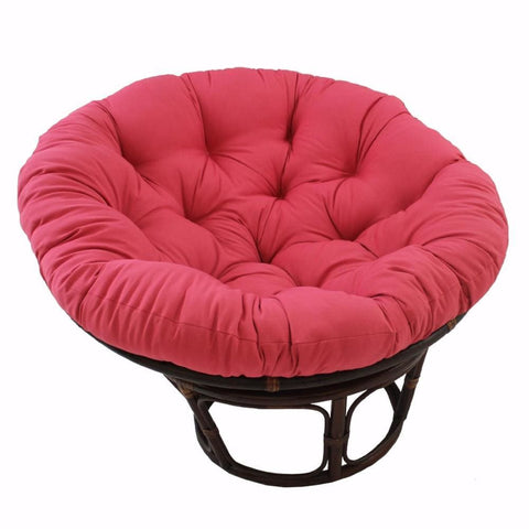 International Caravan 42-Inch Rattan Papasan Chair with Solid Twill Cushion - Bery Berry - Chairs