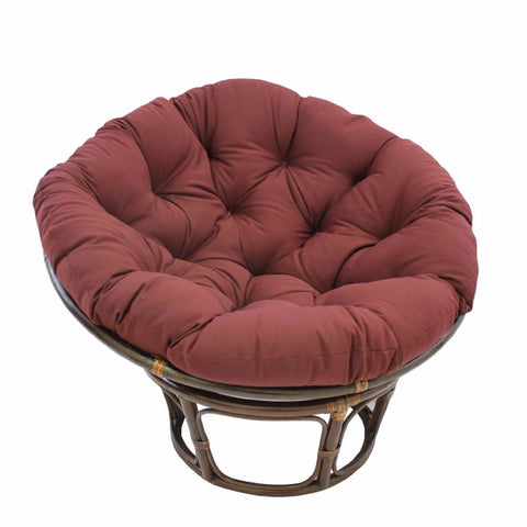 International Caravan 42-Inch Rattan Papasan Chair with Solid Twill Cushion - Bery Berry - Chairs