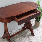 International Caravan Windsor Carved Wood Writing Table with Flip-up Drawers - Other Tables