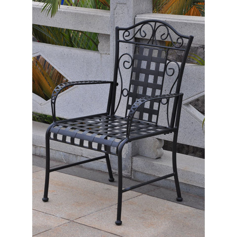 International Caravan Mandalay Set of Two Iron Chairs - Antique Black - Outdoor Furniture