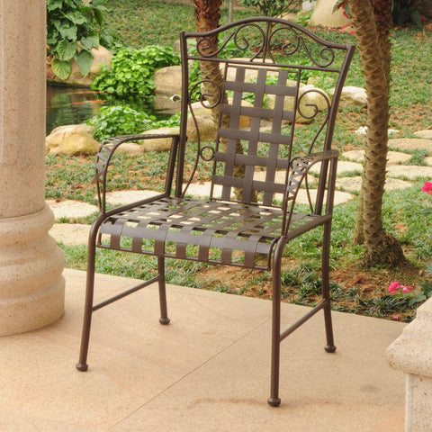 International Caravan Mandalay Set of Two Iron Chairs - Antique Black - Outdoor Furniture