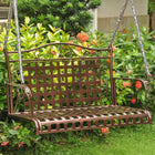 International Caravan Mandalay Iron Hanging Swing - Bronze - Outdoor Furniture