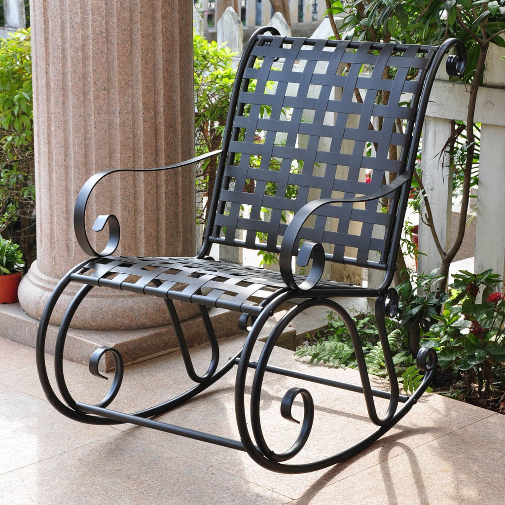 International Caravan Mandalay Iron Rocking Chair - Outdoor Furniture