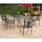 International Caravan Mandalay S/7 Iron Outdoor Dining Set - Antique Black - Outdoor Furniture