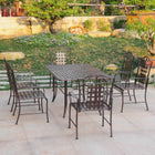 International Caravan Mandalay S/7 Iron Outdoor Dining Set - Bronze - Outdoor Furniture